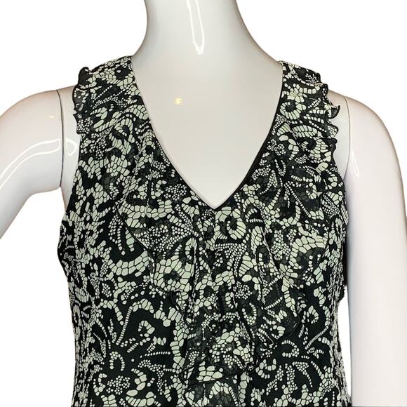 IZ BYER Top Sleeveless Black and White Size S Front Ruffles Lace o… - Picture 2 of 10